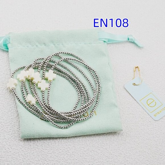 Enewton White Cross & Platinum Bead Bracelet Set - Picture 7 of 7